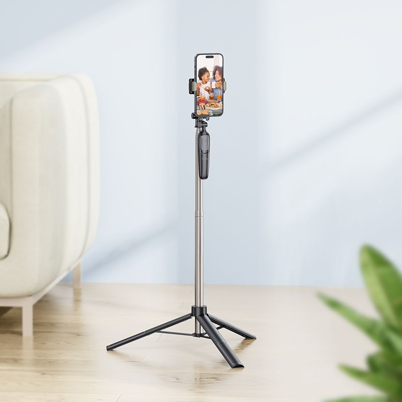 Selfie Stick Tripod Hoco K19 cu Telecomandă Bluetooth, Negru [1]