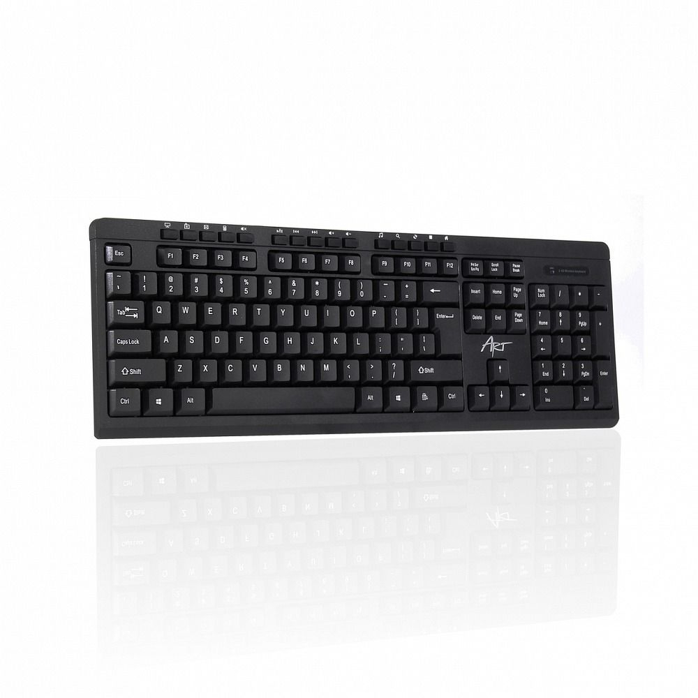 Set computer wireless ART tastatură QWERTY + mouse + mousepad 2,4G AK-48A Negru [1]