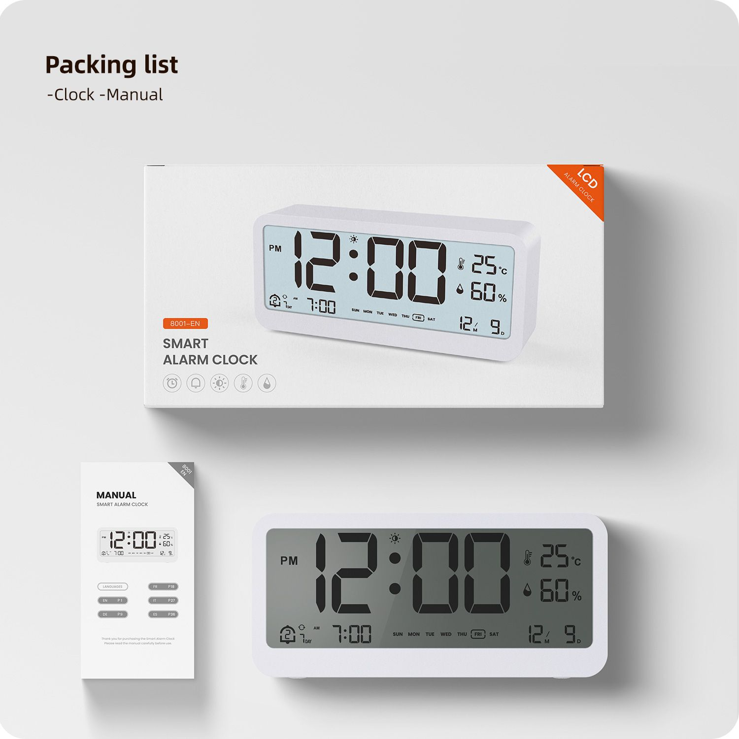 Ceas Electronic Digital Multifunctional cu Alarma, Calendar si Afisaj Temperatura Umiditate [2]