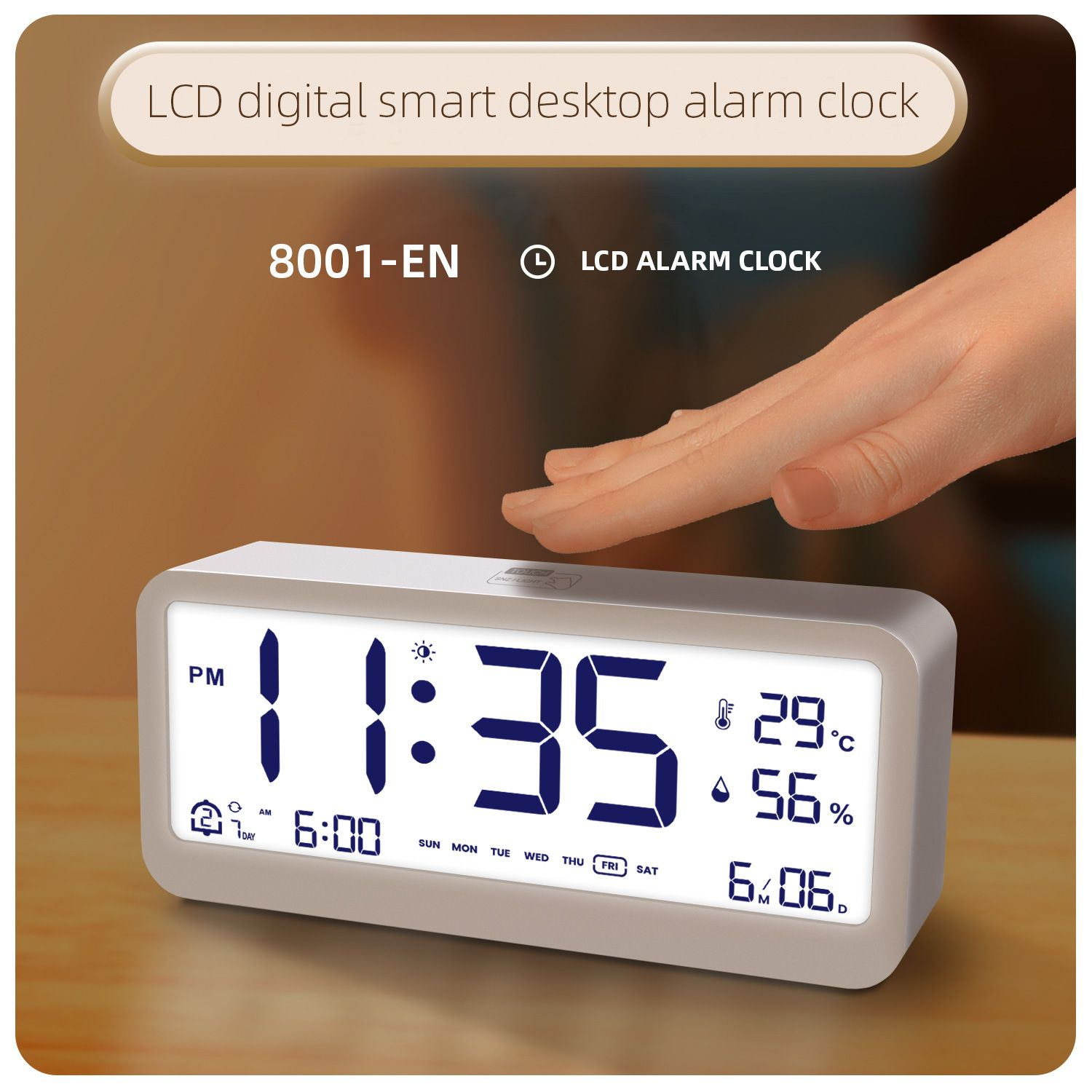 Ceas Electronic Digital Multifunctional cu Alarma, Calendar si Afisaj Temperatura Umiditate [5]