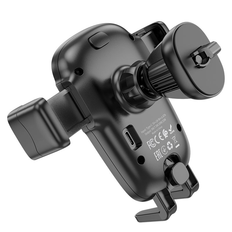 Suport Auto Hoco cu Încărcare Wireless pentru Grilaj Aerisire 15W HW01, Negru [4]