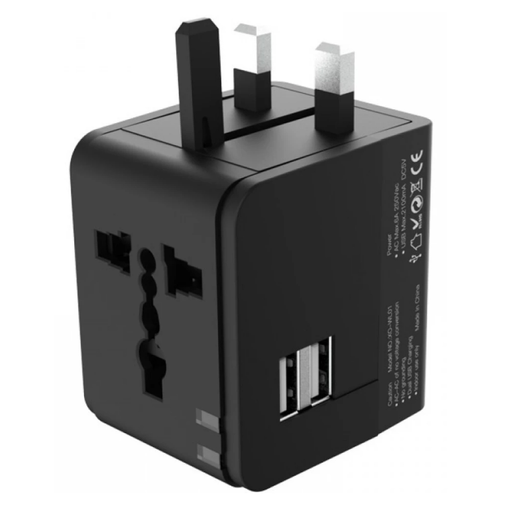 XO adaptor de călătorie multifuncțional 6A, negru (model WL01) [2]