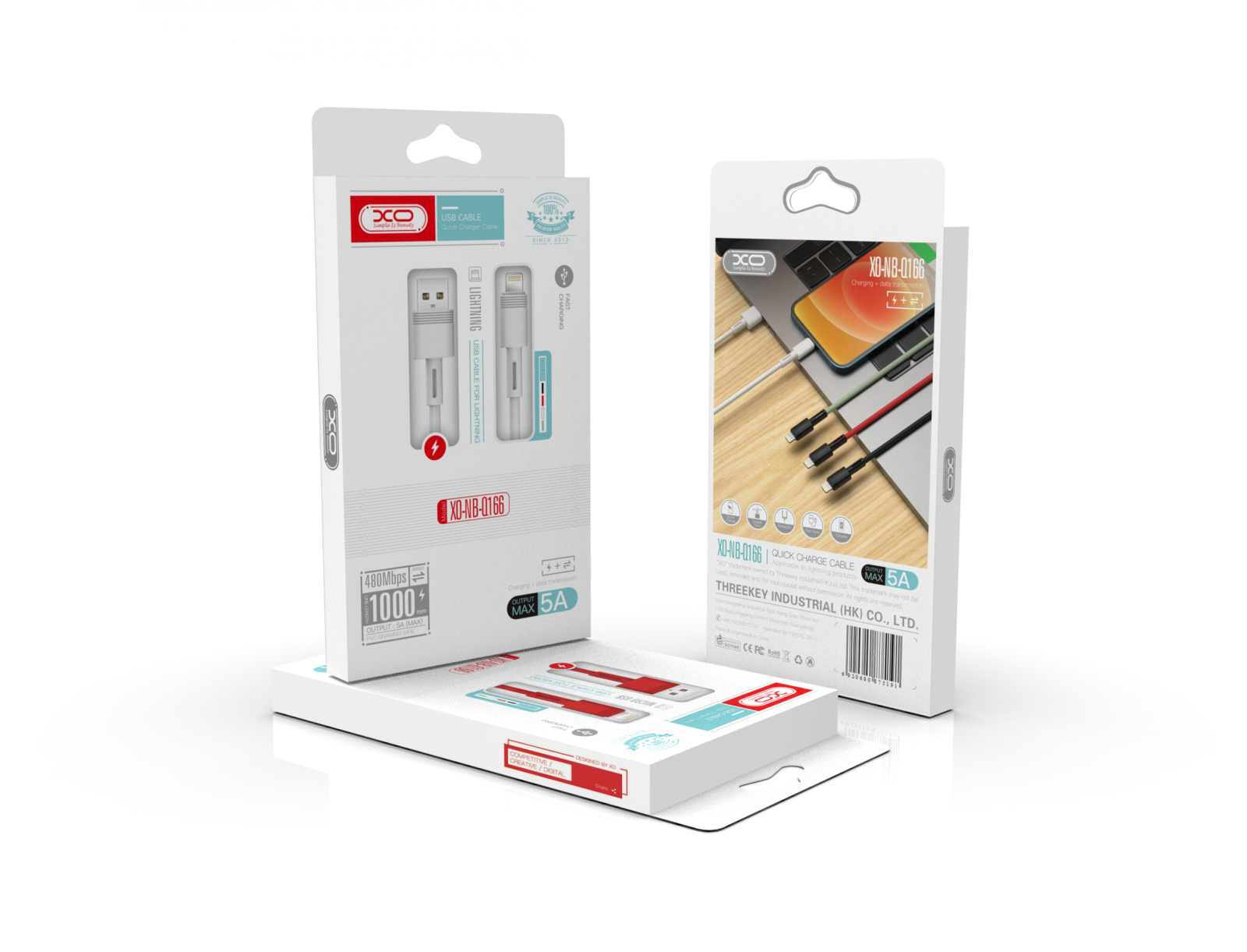 XO cablu USB-A la Micro USB, 1m, 5A, alb (model NB-Q166) [1]