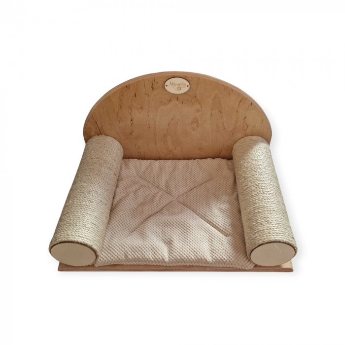CANAPEA PISICI, 40 X 60 X 38 CM, LEMN NATUR, BRATE CU SISAL NATURAL [4]