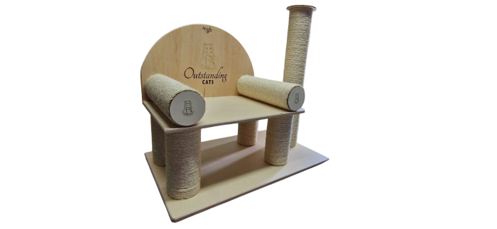 CANAPEA PISICI, RELAX BY OUTSTANDING CATS - 50X80X80 CM, BRATE CU SISAL, STALP VERTICAL CU SISAL [3]