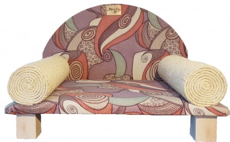 PENTRU PISICI - CANAPEA PISICI, 40 X 60 X 40 CM, IMPRIMEU MULTICOLOR 1, BRATE CU SISAL NATURAL