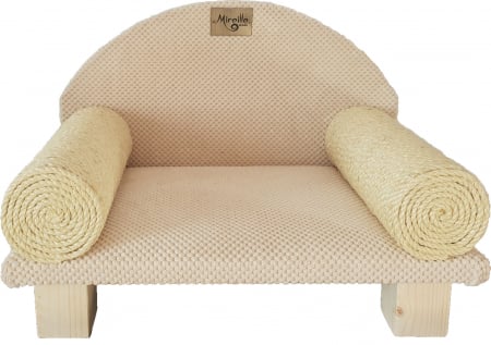 PENTRU PISICI - CANAPEA PISICI, 30 X 50 X 36 CM, CREM, BRATE CU SISAL NATURAL