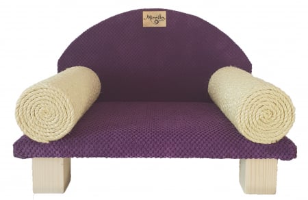 PENTRU PISICI - CANAPEA PISICI, 30 X 50 X 36 CM, MOV, BRATE CU SISAL NATURAL