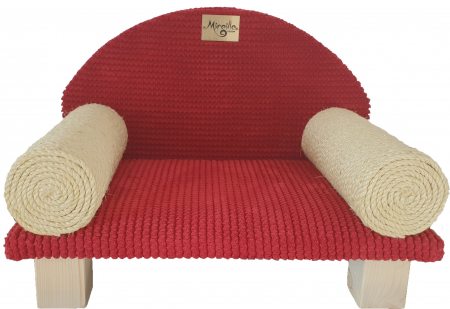 PENTRU PISICI - CANAPEA PISICI, 30 X 50 X 36 CM, ROSU, BRATE CU SISAL NATURAL