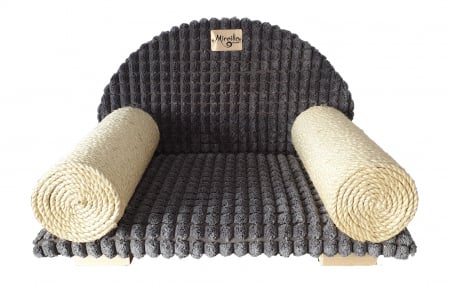 PENTRU PISICI - CANAPEA PISICI, MIREILLE DESIGN, 30 X 50 X 36 CM, GRI, BRATE CU SISAL NATURAL