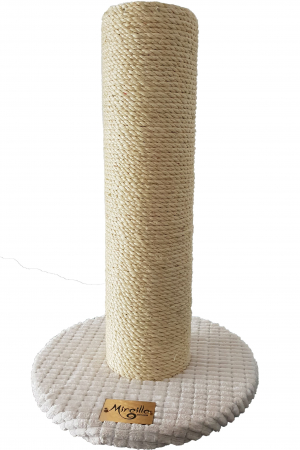 PENTRU PISICI - STALP CU SISAL NATURAL, 30 X 45 CM, BAZA ROTUNDA, ALB