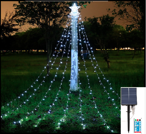 INSTALATIE SOLARA TREE DAZLER ALB RECE 350 LEDURI , 3,5M PANU SOLAR SI ACUMULATOR LITIUM [1]