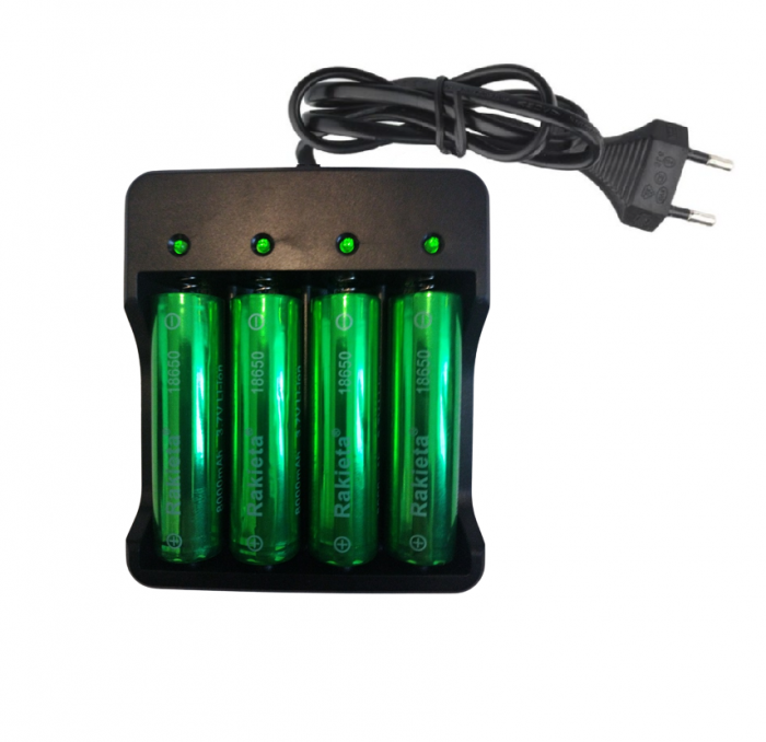 Set 4x acumulatori Rakieta Li-on 18650 3.7v + incarcator. [2]