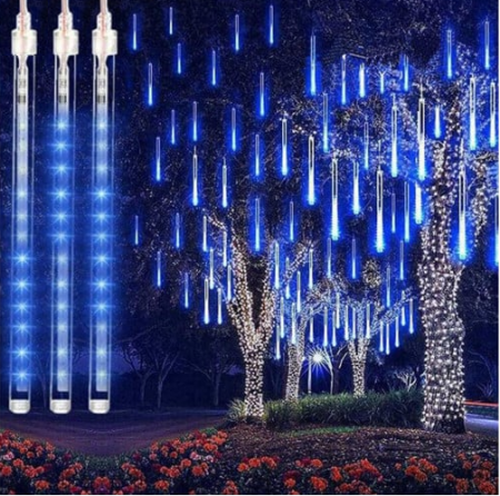Proiectoare Laser Craciun - Instalatie 8 turturi meteori albastri 3m lungime, 50cm inaltime