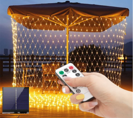 Instalatii Craciun Solare - Instalatie Craciun plasa alb cald, 3x2m acumulator litiu