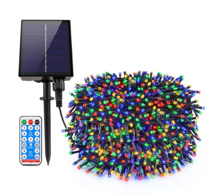 Instalatii Craciun Solare - Instalatie Craciun Solara 30m 300 leduri color, acumulator Litiu, telecomanda