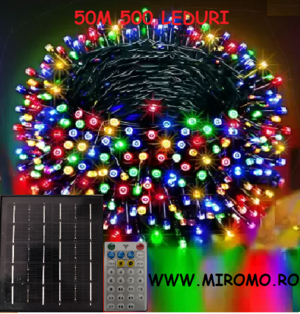 Instalatie Craciun solara  coloc 50m 500 leduri  panou mare, 2 acumulatori Litium [1]