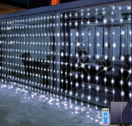 Instalatii Craciun Solare - Instalatie Craciun solara plasa alb rece 3x2m acumulatorm Litiu