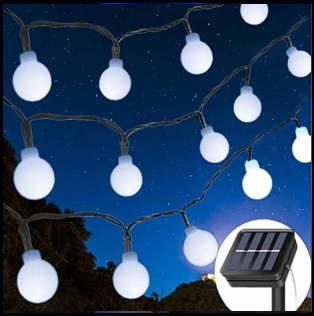 Instalatii Craciun Solare - iNSTALATIE SOLARA LED BULB ALB RECE , 10M 100 LEDURI