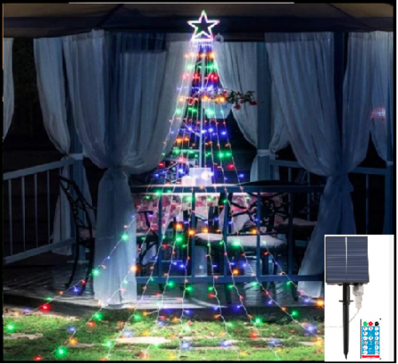 Promovate - Instalatie solara tree Dazler multicolor 350 led , 3,5m panou solar acumulator litium 3.7v