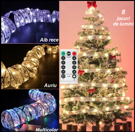 Instalatii Craciun led - Panglica led Fairy 10m , cu telecomanda si baterii Varta incluse.