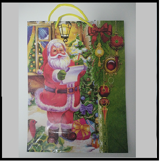 Pungă pentru  cadouri model Crăciun mare27x38x10 cm , din hârtie plastifiată [3]
