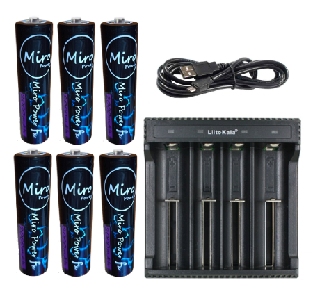 Set 6 baterii Li-ion Miro Power 18650 2000 mAh 3.7v + incarcator Liitokala L4 [0]