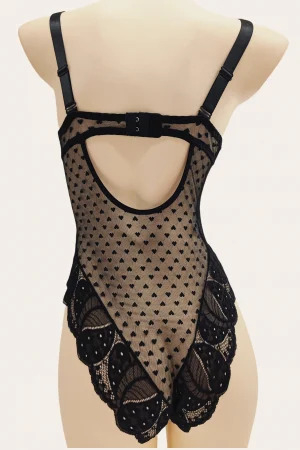 Body sexy cu dantela brodata BD1467negru [3]