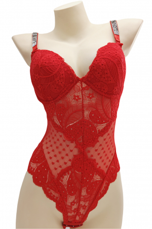 Body sexy cu dantela brodata BD1467rosu [1]