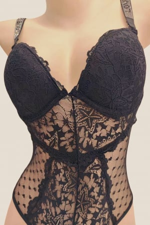 Body sexy cu dantela brodata BD1465negru [6]
