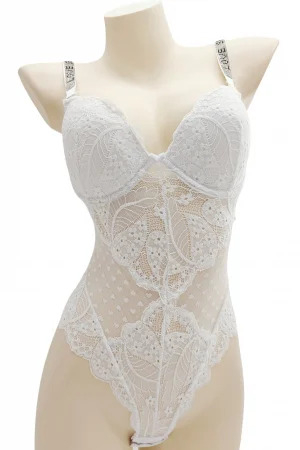 Body sexy cu dantela brodata BD1467alb [1]