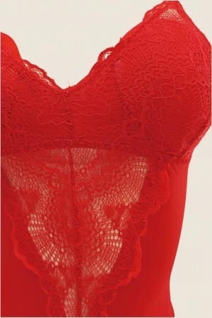 Body sexy cu dantela brodata BD1547rosu [2]
