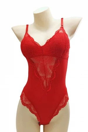 Body sexy cu dantela brodata BD1547rosu [1]
