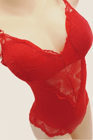 Body sexy cu dantela brodata BD1547rosu [5]