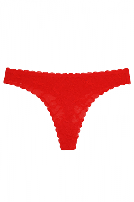 Chiloti tanga cu dantela brodata A1245rosu [4]