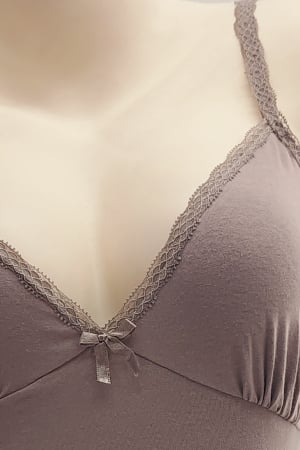Maiou din bumbac cu insertii dantela 12341maro [3]