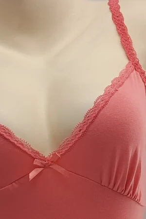 Maiou din bumbac cu insertii dantela 12341roz [2]