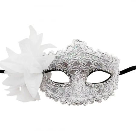 Masca venetiana pentru carnaval / Halloween MAS-102alb [1]