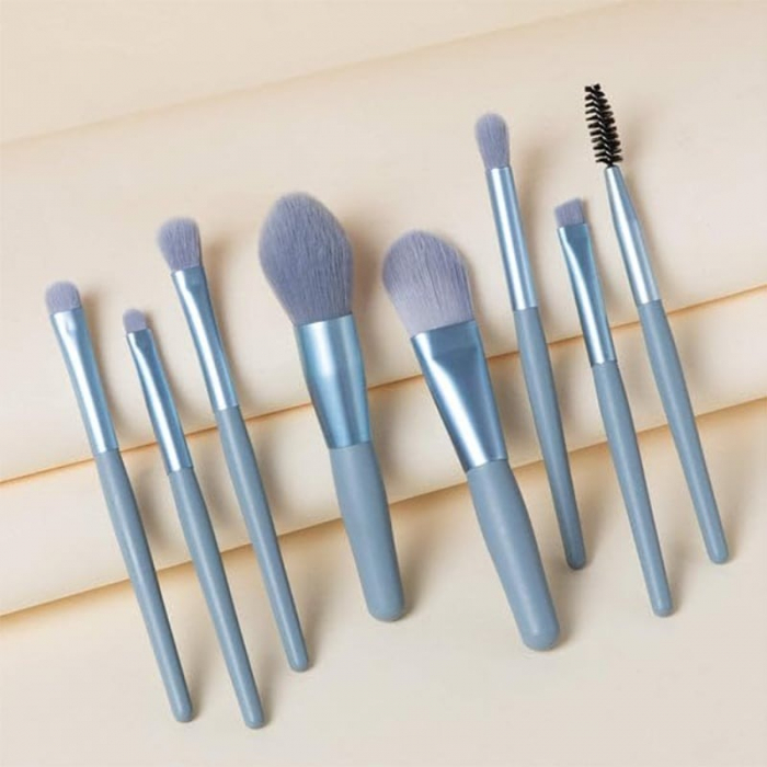 Mini set portabil cu 8 pensule machiaj si husa depozitare MP-801albastru [3]