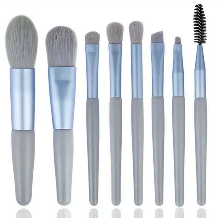 Mini set portabil cu 8 pensule machiaj si husa SL-21031albastru [2]