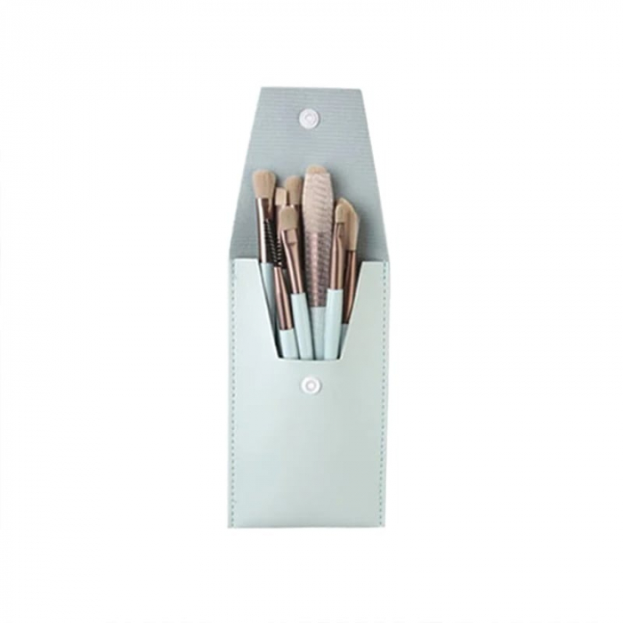 Mini set portabil cu 8 pensule machiaj si husa SL-21031verde [1]
