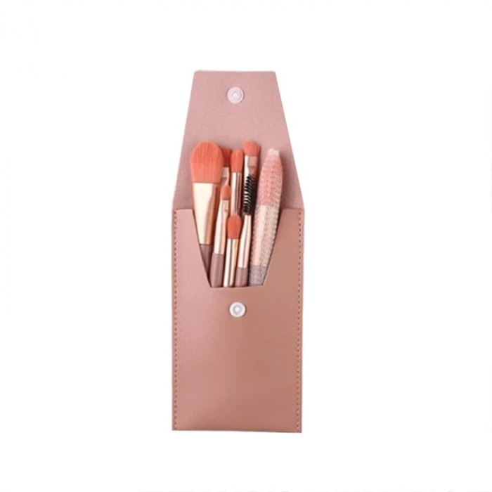 Mini set portabil cu 8 pensule machiaj si husa SL-21031roz inchis [1]