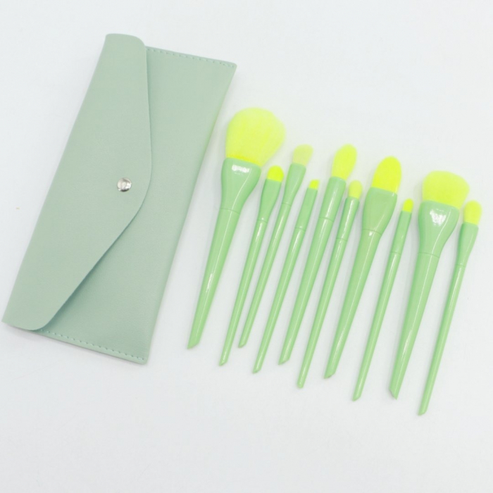 Set portabil cu 10 pensule machiaj si gentuta depozitare SL-5046verde [3]
