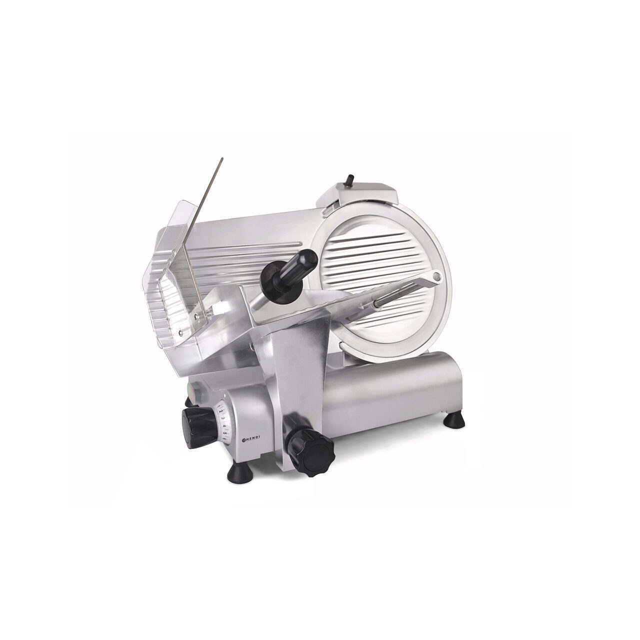 Feliator electric profesional, lama 30 cm, pentru produse cu diametru maxim 21 cm, grosime feliere reglabila pana la 14 mm, Hendi Kitchen Line 300, aluminiu, 250W [1]