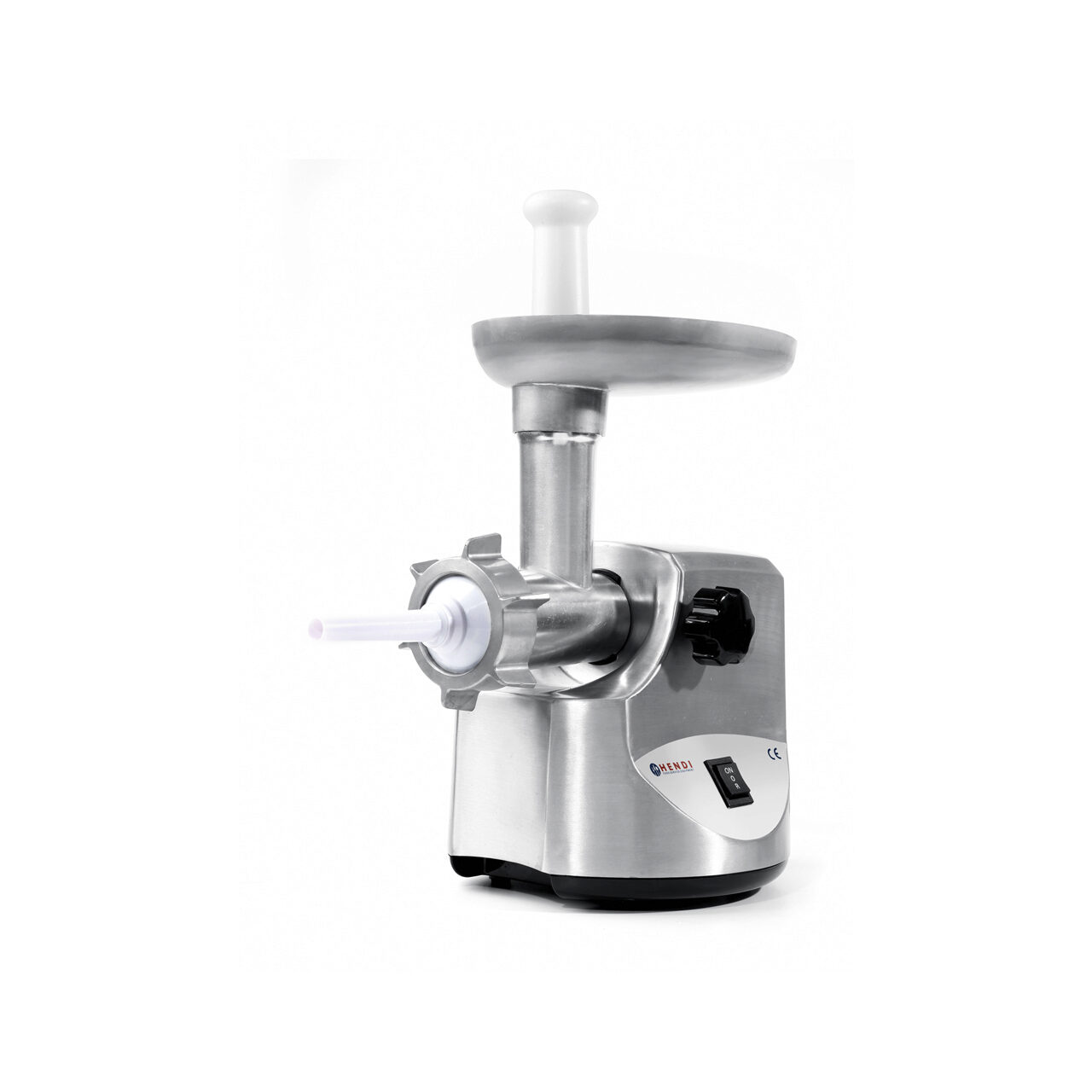 Masina de tocat carne, 2 discuri taiere incluse 4 si 7 mm, 3 accesorii umplere carnati 12, 15, 20 mm, Hendi 198, corp aluminiu, palnie fonta, 400W [0]