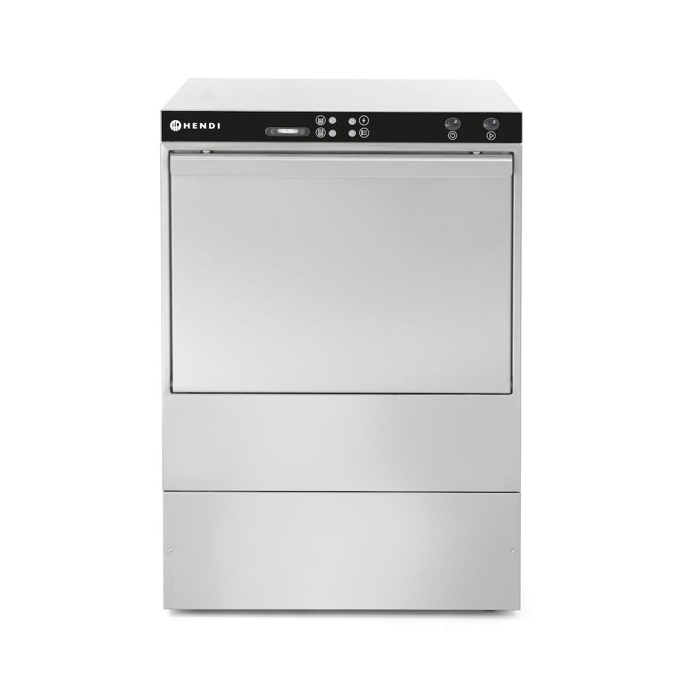 Masina profesionala de spalat vase K 50 cu pompa de evacuare si detergent 50 x 50 control electromecanic 230 W Hendi Inox 570x600(+370)x(H)830 mm [0]