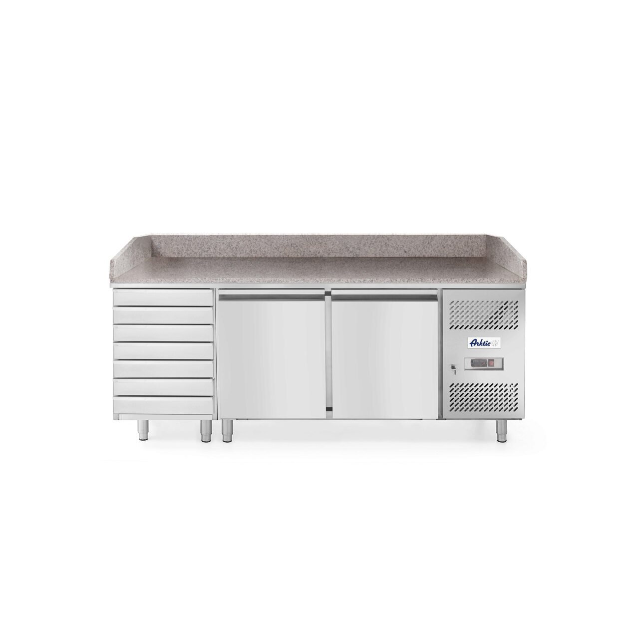Masa pizza profesionala, cu 2 usi 7 sertare 280 L inox, ARKTIC by Hendi interval temperatura -2/+8 gr C 250 W 2020x800x(H)875 mm [0]