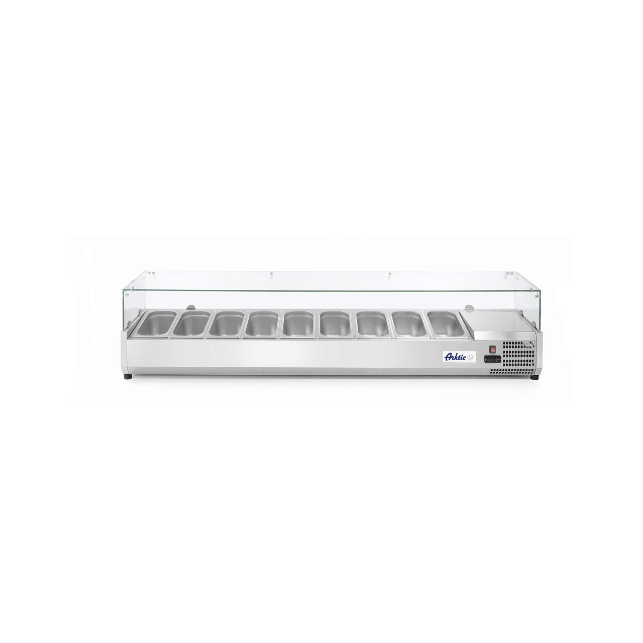 Vitrina prezentare Hendi, interval temp. -2/8?C, 180W, corp inox, ARKTIC by Hendi, 2005x395x(h)430 mm, 9 vase  GN 1/3 [1]