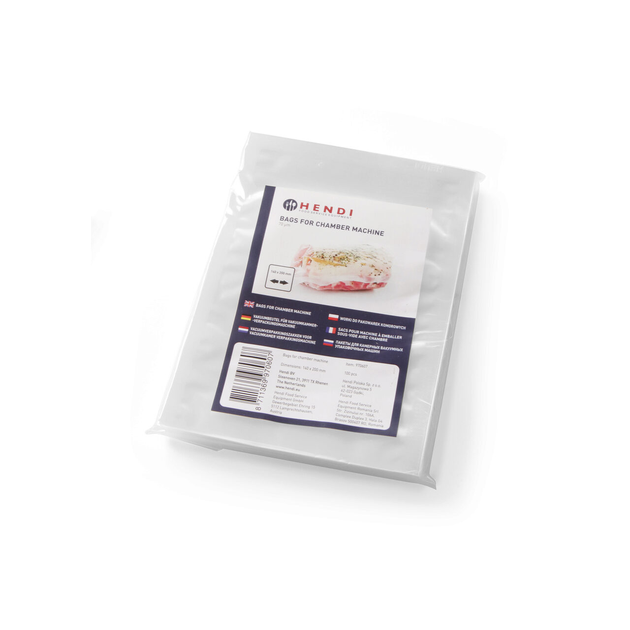 Set 100 pungi vacuum, netede, 160x230 mm, Hendi, 2 straturi, 65 microni, filtru UV [0]