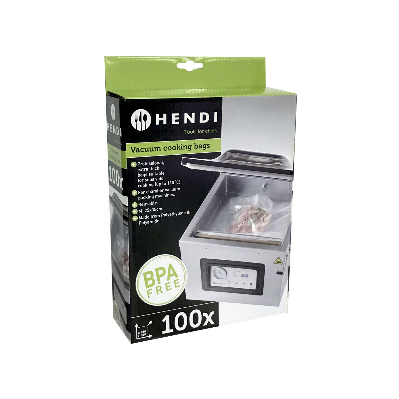 Set 100 pungi vacuum pentru gatit netede 250x350 mm, ideale pentru gatit in sistem Sous-vide, Hendi, 2 straturi, 75 microni grosime [0]